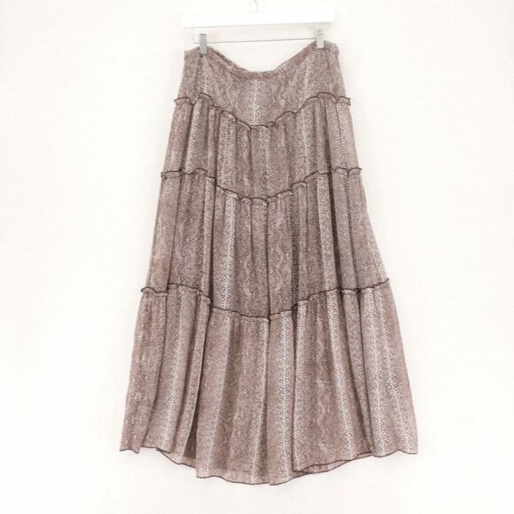 Bebe Long Layered Sheer Skirt‎ / Tube Top Dress Medium Brown Snakeskin Lined - Picture 13 of 16